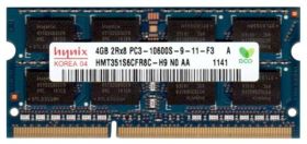 HMT351S6CFR8C-H9N0 Hynix 4GB PC3-10600 DDR3-1333MHz non-ECC Unbuffered CL9 204-Pin SoDimm Dual Rank Memory Module