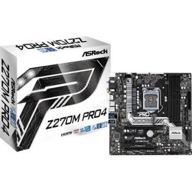 Z270M Pro4 ASRock Socket LGA 1151 Intel Z270 Chipset 7th/6th Generation Core i7 / i5 / i3 / Pentium / Celeron Processors Support DDR4 4x DIMM 6x SATA3 6.0Gb/s Micro-ATX Motherboard (Refurbished)