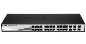 DES-1210-28-A1 D-Link Web Smart 24-Ports 10/100 Switch with (2) 10/ 100/ 1000Base-T Ports and 2 Combo SFP Slots (Refurbished)