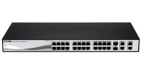 DES-1210-28 D-Link Web Smart 24-Ports 10/100 Switch with (2) 10/ 100/ 1000Base-T Ports and 2 Combo SFP Slots (Refurbished)