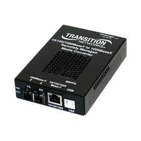 SBFFG1313-100 Transition 1000Base-SX 850 NM Multi-Mode (SC) 220 m/722 ft to 1000Base-SX 850 NM Multi-Mode (SC) 220 m/722 ft for OAM / IP-Based 1000 Bridging Stand-Alone Media Converter