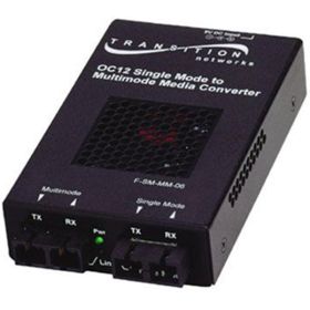 F-SM-MM-06-NA Transition Networks Single Mode to Multimode Stand-Alone Media Converter 1 x SC Duplex 1 x SC Duplex OC-12 OC-12 Rack-mountable