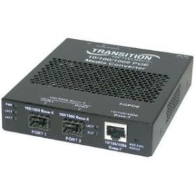 SGPOE1040-100 Transition 10/100/1000Base-T (RJ45) to 100/1000Base-X SFP Slot for Power-Over-Ethernet PSE Stand-Alone Media Converters