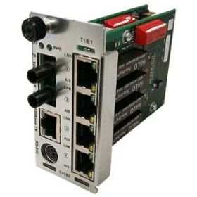 C4TEF1035-110 Transition 4 x T1/E1 1550 NM Single-Mode 120 Kilometers/74.6 Miles to (RJ-48) 1.5 Kilometers/0.9 Miles Plus 10/100Base-TX (RJ-45) for Point System Slide-in-Module Media Converter