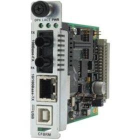 CFBRM1314-100 Transition 100Base-FX 1300 NM Multi-Mode (SC) 2 Kilometers/1.2 Miles to 1000Base-LX 1310 NM Single-Mode (SC) 10 Kilometers/6.2 Miles for OAM / IP-Based 10/100 Bridging Point System Slide-In-Module Media Converter