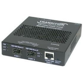 SGPOE1040-110 Transition 10/100/1000Base-T (RJ-45) to 100/1000Base-X SFP Slots for Power-Over-Ethernet PSE Media Converter