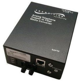 SAPTF3329-111 Transition Twisted Pair (RJ-11) 5 Kilometers/3.1 Miles to 1550 NM TX / 1310 NM RX Single-Fiber Single-Mode (SC) 20 Kilometers/12.4 Miles for POTS 2-Wire Line Side FXS Point System Slide-In-Module Media Converter