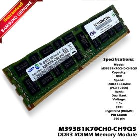 New Samsung M393B1K70CH0-CH9Q5 8GB PC3-10600 Ddr3-1333Mhz Ecc memory ram XG2VK