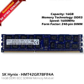 SK HYNIX HMT42GR7BFR4A-PB 16GB 1RX4 Ddr3 1600Mhz PC3-12800 Ecc Server Memory