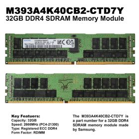 Samsung M393A4K40CB2-CTD7Y 32GB PC4-21300 DDR4-2666MHz 2Rx4 ECC Memory 2GVCR