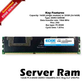 Edge 16GE604R04 16GB PC3-8500 DDR3-1066MHz ECC Reg CL7 240-Pin Server RAM Memory