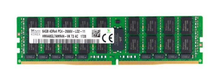 HMAA8GL7AMR4N-VKT3 Hynix 64GB PC4-21300 DDR4-2666MHz Registered ECC CL19 288-Pin Load Reduced DIMM 1.2V Quad Rank Memory Module