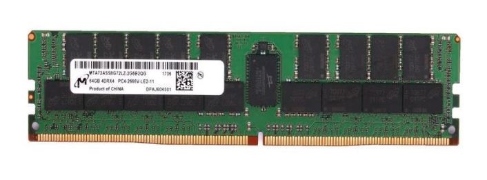 MTA72ASS8G72LZ-2G6B2QG Micron 64GB PC4-21300 DDR4-2666MHz Registered ECC CL19 288-Pin Load Reduced DIMM 1.2V Quad Rank Memory Module