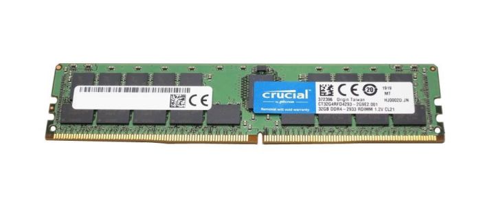 CT32G4RFD4293-2G9E2 Crucial 32GB PC4-23400 DDR4-2933MHz ECC Registered CL21 288-Pin DIMM 1.2V Dual Rank Memory Module