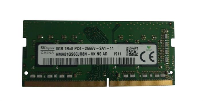 HMA81GS6CJR8N-VKN0-AD Hynix 8GB PC4-21300 DDR4-2666MHz non-ECC Unbuffered CL19 260-Pin SoDimm 1.2V Single Rank Memory Module