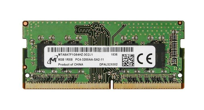 MTA8ATF1G64HZ-3G2 Micron 8GB PC4-25600 DDR4-3200MHz non-ECC Unbuffered CL22 260-Pin SoDimm 1.2V Single Rank Memory Module