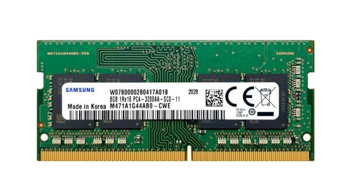 M471A1G44AB0-CWE Samsung 8GB PC4-25600 DDR4-3200MHz non-ECC Unbuffered CL22 260-Pin SoDimm 1.2V Single Rank Memory Module