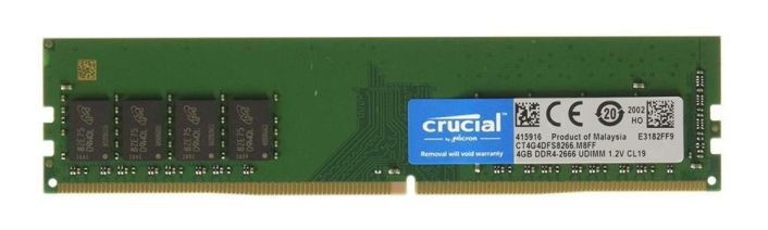 CT4G4DFS8266.M8FF Crucial 4GB PC4-21300 DDR4-2666MHz non-ECC Unbuffered CL19 288-Pin DIMM 1.2V Single Rank Memory Module