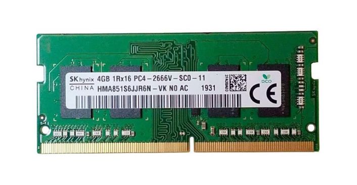 HMA851S6JJR6N-VK Hynix 4GB PC4-21300 DDR4-2666MHz non-ECC Unbuffered CL19 260-Pin SoDimm 1.2V Single Rank Memory Module
