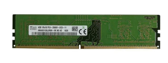 HMA851U6JJR6N-VKN0-AD Hynix 4GB PC4-21300 DDR4-2666MHz non-ECC Unbuffered CL19 288-Pin DIMM 1.2V Single Rank Memory Module