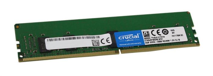 CT4G4RFS8266.9FE1 Crucial 4GB PC4-21300 DDR4-2666MHz ECC Registered CL19 288-Pin DIMM 1.2V Single Rank Memory Module