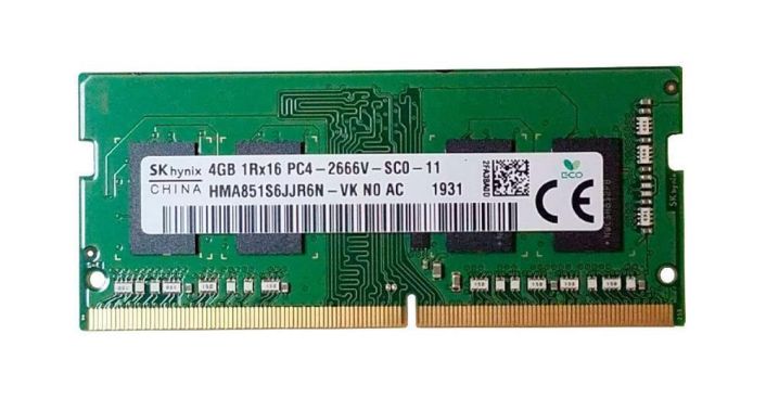 HMA851S6JJR6N-VKN0-AC Hynix 4GB PC4-21300 DDR4-2666MHz non-ECC Unbuffered CL19 260-Pin SoDimm 1.2V Single Rank Memory Module