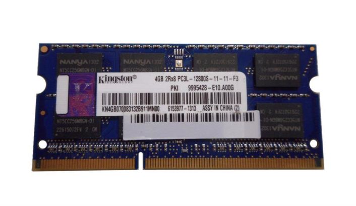 9995428.E10-A00G Kingston 2GB PC3-12800 DDR3-1600MHz non-ECC Unbuffered CL11 204-Pin SoDimm 1.35V Low Voltage Single Rank Memory Module