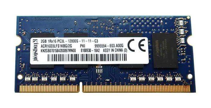 9995594-E03.A00G Kingston 2GB PC3-12800 DDR3-1600MHz non-ECC Unbuffered CL11 204-Pin SoDimm 1.35V Single Rank Memory Module
