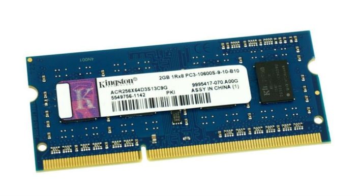 ACR256X64D3S Kingston 2GB PC3-12800 DDR3-1600MHz non-ECC Unbuffered CL11 204-Pin SoDimm Single Rank Memory Module