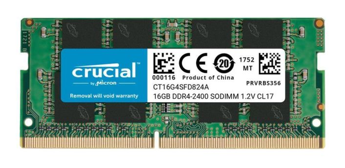 CT16G4SFD824A.16FE1 Crucial 16GB PC4-19200 DDR4-2400MHz non-ECC Unbuffered CL17 260-Pin SoDimm 1.2V Dual Rank Memory Module