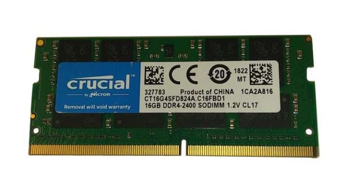CT16G4SFD824A.C16FBD1 Crucial 16GB PC4-19200 DDR4-2400MHz non-ECC Unbuffered CL17 260-Pin SoDimm 1.2V Dual Rank Memory Module