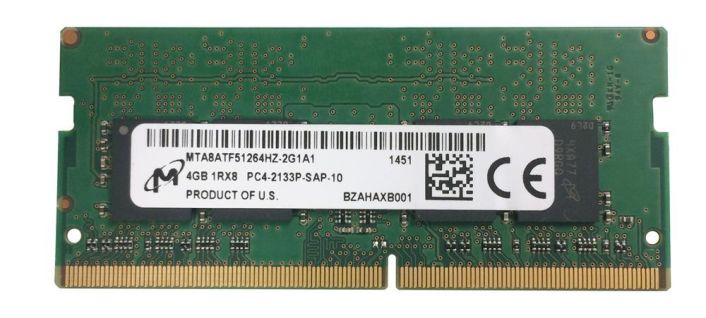 MTA8ATF51264HZ-2G1 Micron 4GB PC4-17000 DDR4-2133MHz non-ECC Unbuffered CL15 260-Pin SoDimm 1.2V Single Rank Memory Module