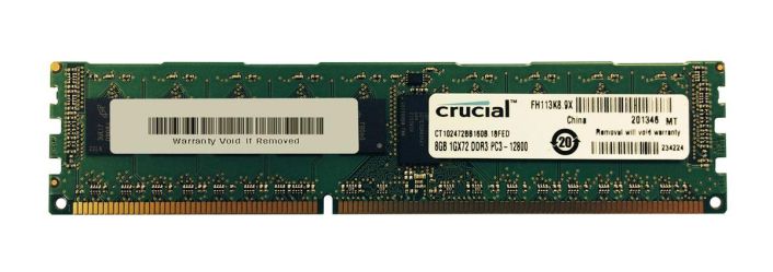 CT102472BB160B.18FED Crucial 8GB PC3-12800 DDR3-1600MHz Registered ECC CL11 240-Pin DIMM Dual Rank Memory Module