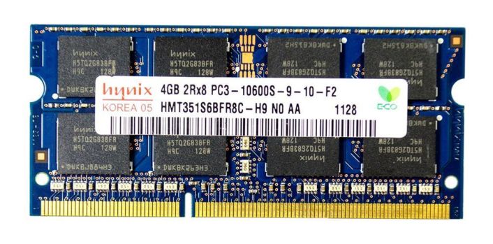 HMT351S6BFR8C-H9-US Hynix 4GB PC3-10600 DDR3-1333MHz non-ECC Unbuffered CL9 204-Pin SoDimm Dual Rank Memory Module