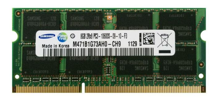 M471B1G73AH0-CH900 Samsung 8GB PC3-10600 DDR3-1333MHz non-ECC Unbuffered CL9 204-Pin SoDimm Dual Rank Memory Module