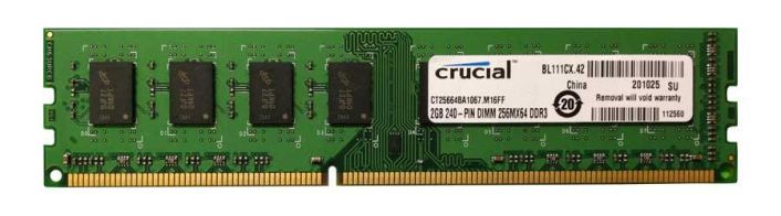 CT25664BA1067.M16FF Crucial 2GB PC3-8500 DDR3-1066MHz non-ECC Unbuffered CL7 240-Pin DIMM Memory Module