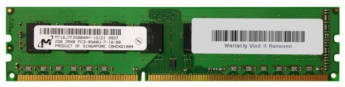 MT16JTF25664AY-1G1 Micron 2GB PC3-8500 DDR3-1066MHz non-ECC Unbuffered CL7 240-Pin DIMM Dual Rank Memory Module