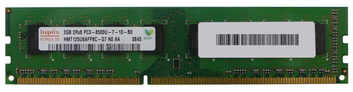 HMT125U6AFP8C-G7 Hynix 2GB PC3-8500 DDR3-1066MHz non-ECC Unbuffered CL7 240-Pin DIMM Dual Rank Memory Module