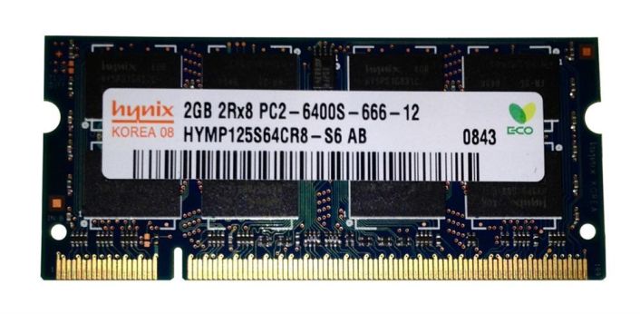 HYMP125S64CR8-S6 Hynix 2GB PC2-6400 DDR2-800MHZ non-ECC Unbuffered CL6-6-6 200-Pin SoDimm Memory Module