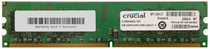 CT25664AA800.16FE Crucial 2GB PC2-6400 DDR2-800MHz non-ECC Unbuffered CL6 240-Pin DIMM Dual Rank Memory Module
