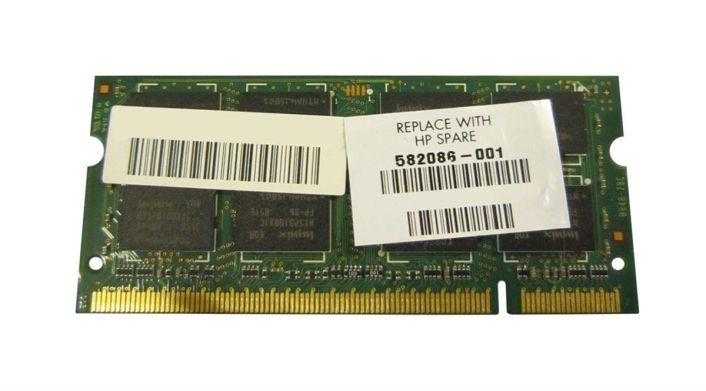 582086-001 HP 2GB PC2-6400 DDR2-800MHz non-ECC Unbuffered CL6 200-Pin SoDimm Dual Rank Memory Module