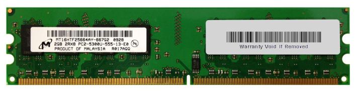 MT16HTF25664AY-667G2 Micron 2GB PC2-5300 DDR2-667MHz non-ECC Unbuffered CL5 240-Pin DIMM Dual Rank Memory Module