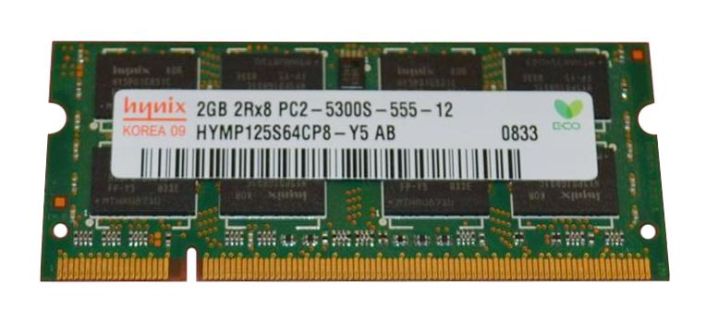HYMP125S64CP8Y5 Hynix 2GB PC2-5300 DDR2-667MHz non-ECC Unbuffered CL5 200-Pin SoDimm Dual Rank Memory Module