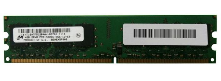 MT16HTF51264AY-667A1 Micron 4GB PC2-5300 DDR2-667MHz non-ECC Unbuffered CL5 240-Pin DIMM Dual Rank Memory Module
