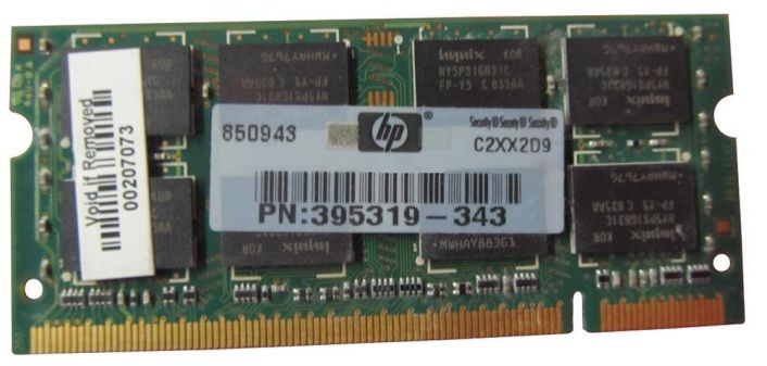 395319-343 HP 2GB PC2-5300 DDR2-667MHz non-ECC Unbuffered CL5 200-Pin SoDimm Dual Rank Memory Module