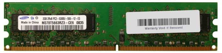M378T5663RZ3-CE6 Samsung 2GB PC2-5300 DDR2-667MHz non-ECC Unbuffered CL5 240-Pin DIMM Dual Rank Memory Module