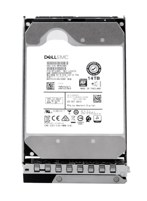 K9CD3 Dell 14TB 7200RPM SAS 12Gbps 512MB Cache (ISE / 512e) 3.5-inch Internal Hard Drive with Tray for PowerEdge Servers