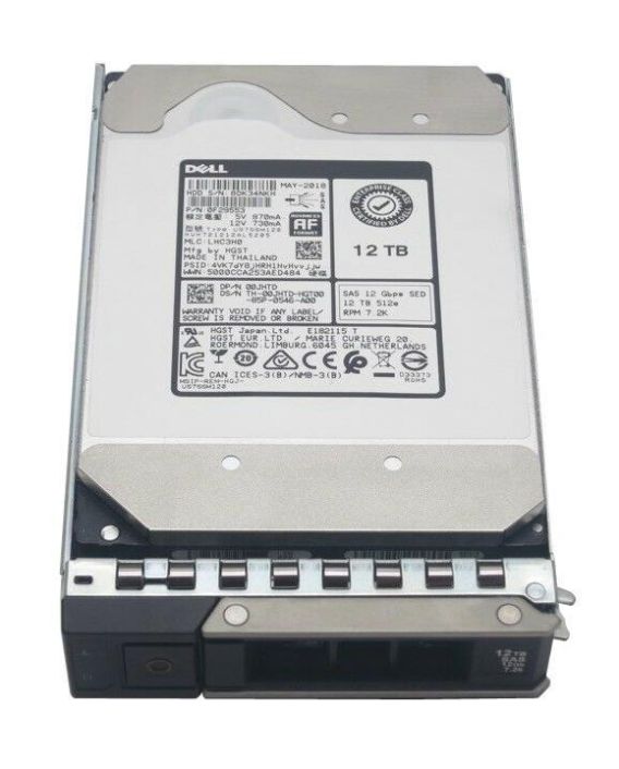 PRF0M Dell 12TB 7200RPM SAS 12Gbps (4kn) 3.5-inch Internal Hard Drive