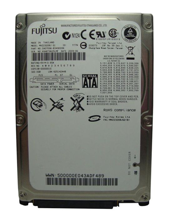 MHZ2320BJ Fujitsu Mobile 320GB 7200RPM SATA 3Gbps 16MB Cache 2.5-inch Internal Hard Drive