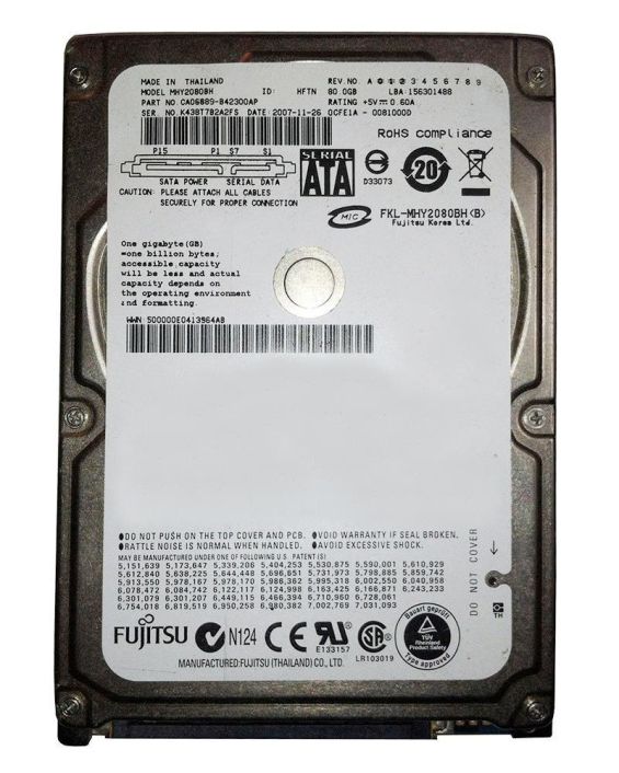 MHY2080BH Fujitsu Mobile 80GB 5400RPM SATA 1.5Gbps 8MB Cache 2.5-inch Internal Hard Drive